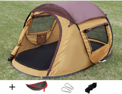Luxetempo 2 Person Pop Up Camping Tent for Recreation Seconds Setup Tent-2 Doors 2 Windows Mesh Ceiling with Rainfly