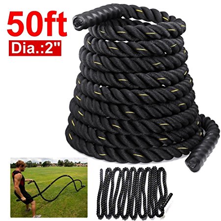 Yaheetech 2" Battle Rope Strength & Core Training Poly Dacron Undulation Workout Battling