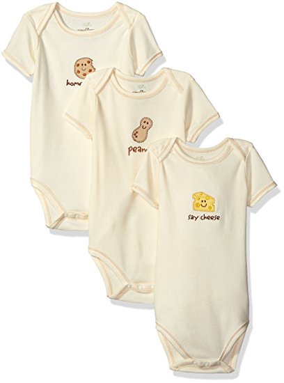 Touched by Nature Baby Organic Cotton Bodysuits, 3 Pack