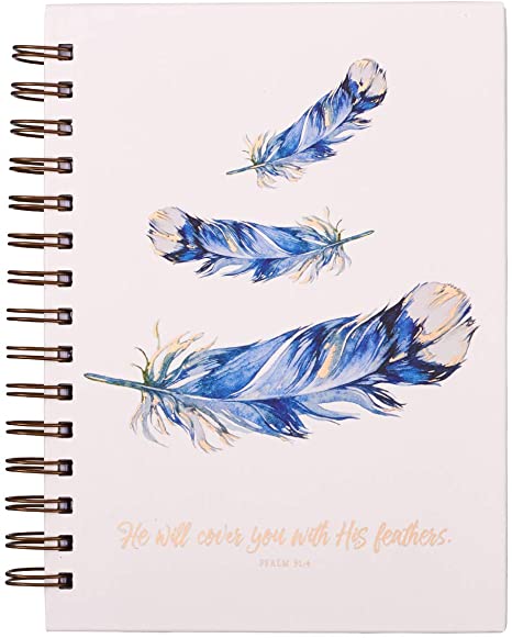 Christian Art Gifts Large Hardcover Notebook/Journal He Will Cover You – Psalm 31:4 Bible Verse Inspirational Wire Bound Spiral Notebook w/192 Lined Pages, 6” x 8.25”