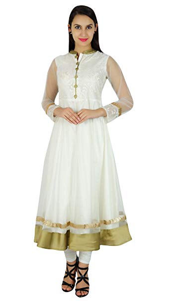 Bimba Women Classy Net Anarkali Kurta Kurti Long Bridal Maxi Indian Custom Dress