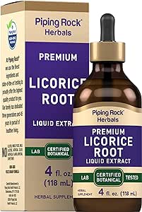 Piping Rock Licorice Root Extract Tincture | 4 Fl Oz | Vegetarian Liquid Supplement | Alcohol Free | Non-GMO, Gluten Free