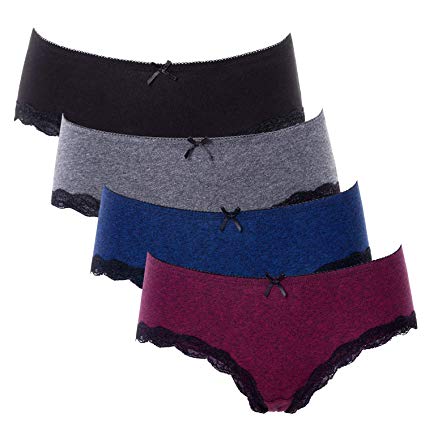 ATTRACO Women's Underwear Cotton Panties Brief Hipster Solid 4 Packs Colors