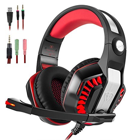Gaming Headset,Collee GM-2 3.5mm Over-Ear LED light Gaming Headset/headphone with Volume Control Microphone for PC, Xbox One¹, PS4, Wii U,Mobile Phones