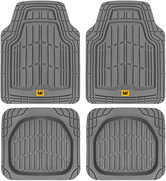 CAT Heavy Duty Odorless Rubber Floor Mats, Total Protection Durable Trim to Fit Liners for Car Truck SUV & Van, All Weather