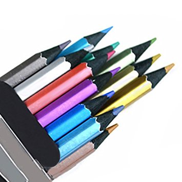 12Pcs Non-Toxic Metallic Colored Drawing Pencils for Art Drawing