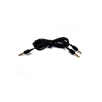 RHA 1.2m twin Fabric Braided Headphone Cable (Black) - 3.5mm Stereo Jack Male to twin 3.5mm mono Jacks Male Premium