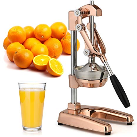 Zulay Professional Citrus Juicer - Premium Rose Gold Manual Citrus Press and Orange Squeezer - Metal Lemon Squeezer - Extra Tall Heavy Duty Manual Orange Juicer and Lime Squeezer Press Stand