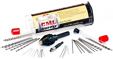 CML Supply 32 pc Mini Micro Drill Bit Set with Micro Drill Chuck