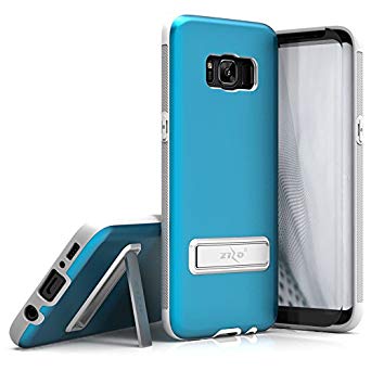 Zizo Elite Series Compatible with Samsung Galaxy S8 Case Shockproof Protection with Tempered Glass Screen Protector Bulit in Kickstand Blue