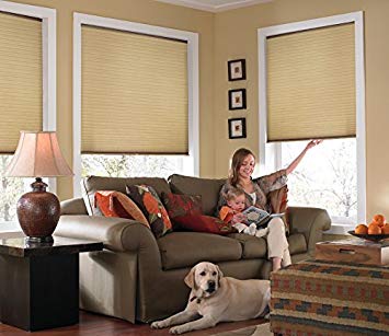Windowsandgarden Custom Cordless Single Cell Shades, 27W x 43H, Leaf Gold, Any Size from 21" to 72" Wide and 24" to 72" high Available