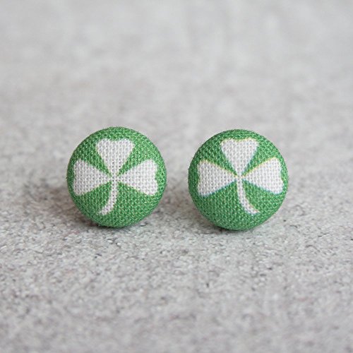Shamrock Fabric Button Earrings