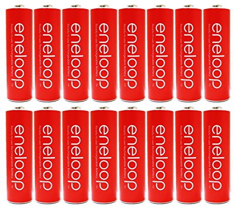 Newest Version Panasonic Eneloop 16 Pack AA NiMH Pre-Charged Rechargeable Batteries - WITH BATTERY HOLDER- Rechargeable 2100 Times " Limited Edition Red Color Eneloops"