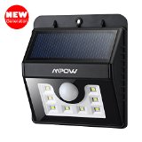 Mpow Super Bright 8 LED Solar Powered Wireless Security Motion Sensor Light with Three Intelligent ModesWeatherproofWireless Exterior Security Lighting