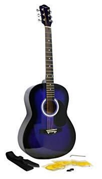 Martin Smith W-100 Acoustic Guitar Package with Strings, Plecs, Strap - Blue