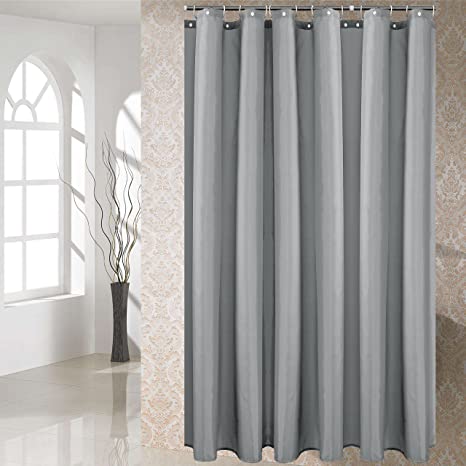 YUUNITY Shower Curtain Polyester Fabric Washable Waterproof Eco-Friendly Washable Hotel Quality, 72" x 80", (Grey 72x80)