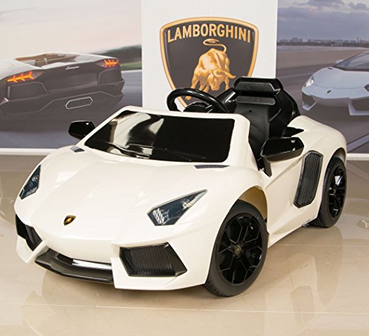 Lamborghini Aventador 12V Kids Ride On Battery Powered Wheels Car with 2.4GHz RC Remote White