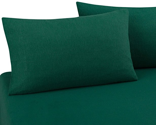 FLANNEL PILLOWCASES by DELANNA, 100% Cotton, Brushed on both sides for added comfort Standard Size 20" x 30" 170 Gsm, Includes 2 Pillowcases (Standard, Hunter Green)