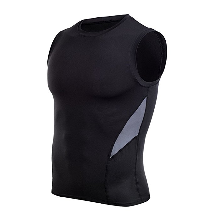 Jiayiqi Mens Compression Athletic Vest Breathable Sport Tank Top Black