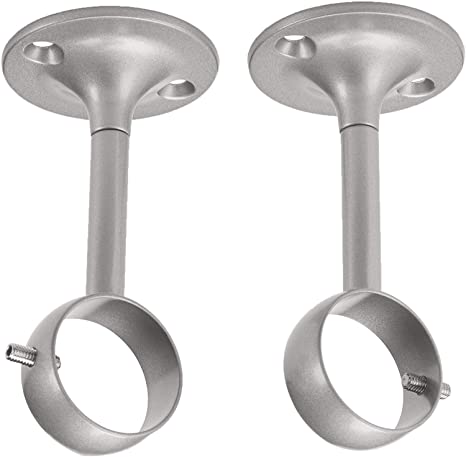 AmazonBasics Curtain Rod Ceiling-Mount Bracket, Set of 2, Silver Nickel