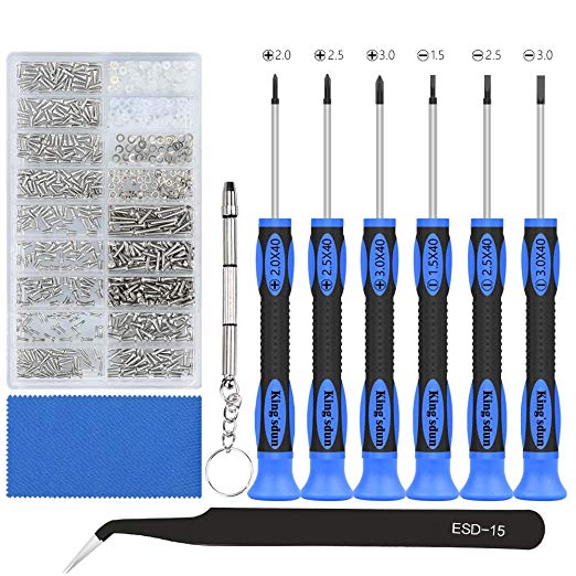 Eyeglass Repair Tool Kit, Kingsdun Glasses Precision Screwdriver Set with Eyeglass Screws Kit and Curved Tweezer in Assorted Size for Eyeglass, Sunglass, Spectacles & Watch Repair