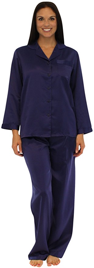 Pajama Heaven Women's Satin Longsleeve Lounger Pajama