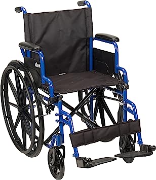 Drive Medical Blue Streak Wheelchair With Flip Back Desk Arms, Swing Away Footrests, 16", 1 Count