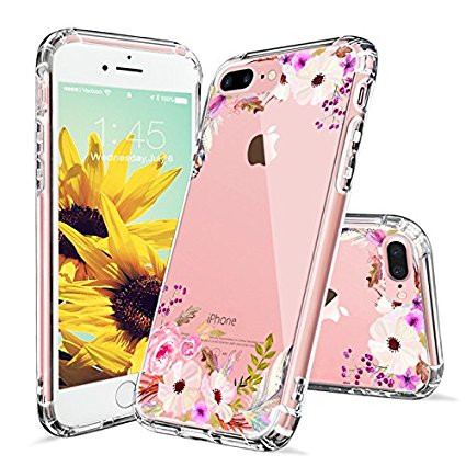 iPhone 7 Plus Case, Cover iPhone 8 Plus, MOSNOVO Colorful Floral Printed Flower Pattern Clear Design Plastic Hard with TPU Bumper Protective Case Cover for iPhone 7 Plus (2016) / iPhone 8 Plus (2017)