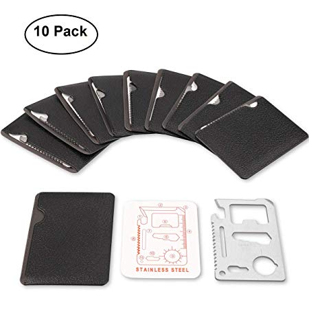 11 in 1 Function Credit Card Size Survival Pocket Tool (10-Pack)