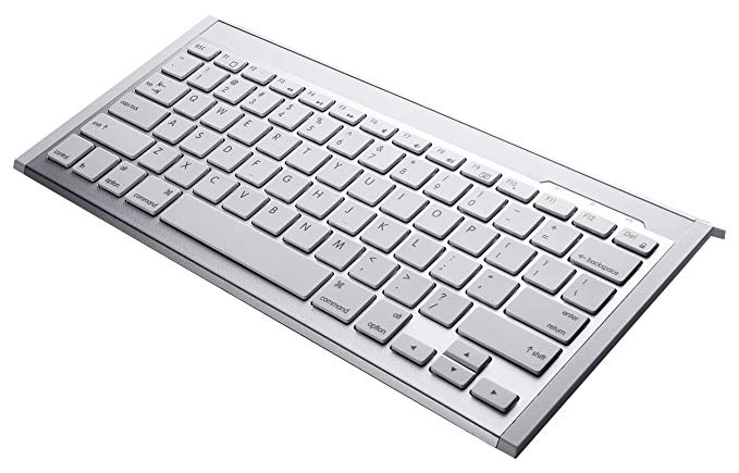 Perixx PERIBOARD-804II, Wireless Bluetooth Keyboard - Silver/White - 299x149x19mm - Compatible with iPhone - iPad - iPad Mini - UK Layout (Big Enter)