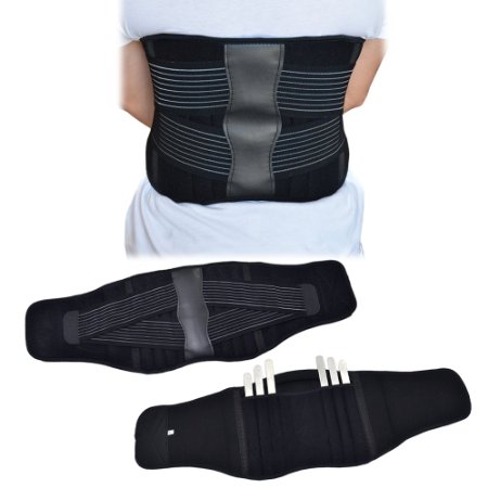 Houseables Back Brace, Lumbar Support, (LG), 34"-41"/84cm-104cm, 6 Removable Steel Stabilizers, Premium Quality, Adjustable Double Pull Straps, Lower Back Exercise Belt, Breathable Neoprene Compression