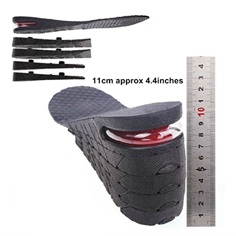 Kalevel® Height Increase Insoles 11cm 4.4 Inches Adjustable Breathable Insoles Height Increasing Insoles Elevator Inserts Increased Insoles Shoe Lifts Invisible Elevator Insoles for Men Women (Black)