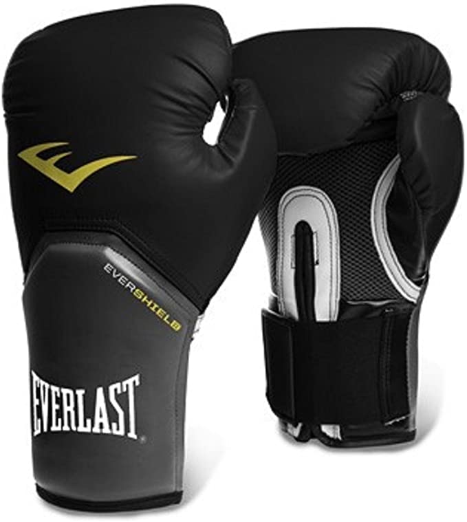 Everlast 8oz Black Pro Style Elite Training Gloves - Premium Synthetic Leather, Full Mesh Palm, Curved Anatomical Grip and Fit, Breathable, Ideal for Beginner Boxers, Sparring, Heavy Bag workouts, Mitt Work