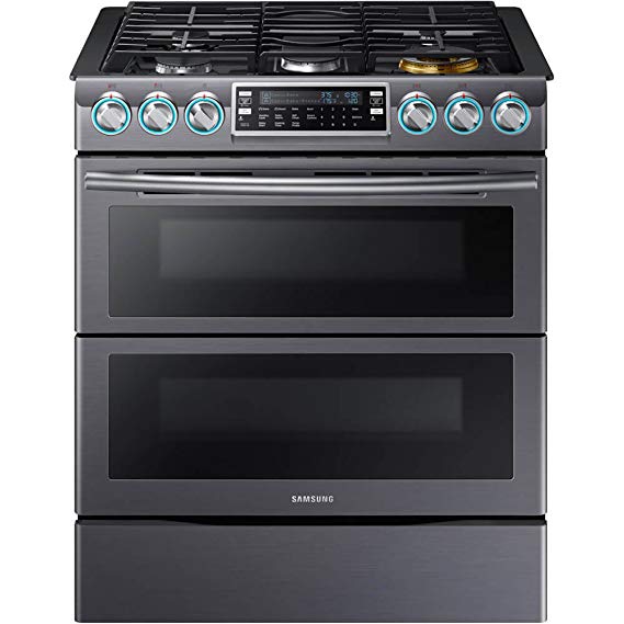 Samsung Appliance NX58K9850SG 30" Slide-in Gas Range with Sealed Burner Cooktop, 5.8 cu. ft. Primary Oven Capacity, in Black Stainless Steel