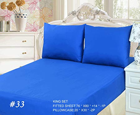 Tache Home Fashion BS3PC-BB-K 2-3 Piece Fitted Sheet Set, King, Blue