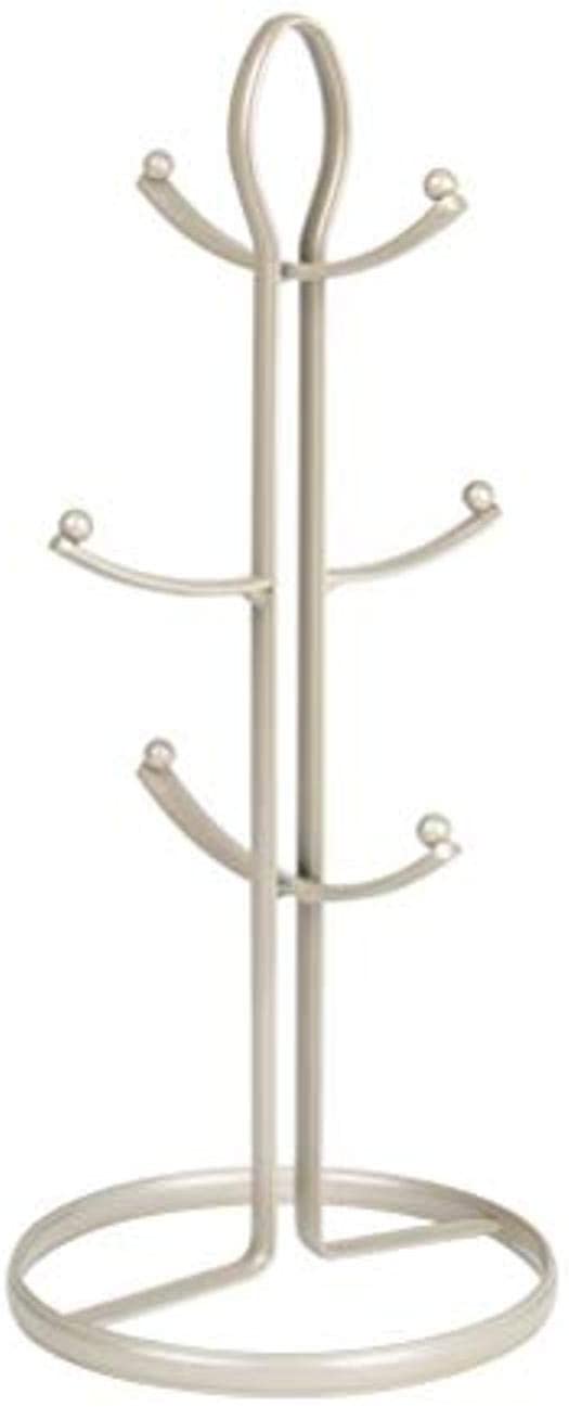 Spectrum Diversified Ashley Decorative Tree Stand Holder with 6 Hooks for Hanging or Displaying Coffee Mugs or Tea Kitchen Cup Storage, Satin Nickel