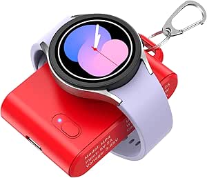 Portable Watch Charger for Samsung,2000mAh 2-in-1 Magnetic Samsung Watch Charger,Travel Wireless Power Bank,Galaxy Watch Charger for Galaxy Watch 6/6 Classic/5/5Pro/5 LE/4/4 Classic/3(Red)