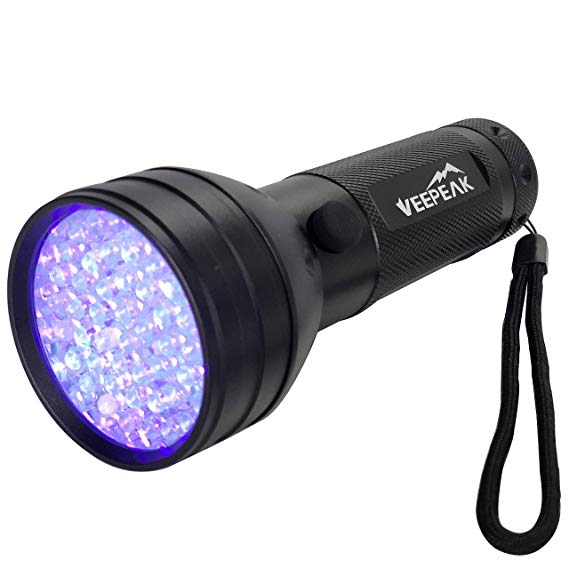 Veepeak 51-LED 395nm UV Black Light Flashlight for Pet Urine/Stain Detection, Scorpion Spotting, Currency Authentication, Sanitary Inspection, etc.