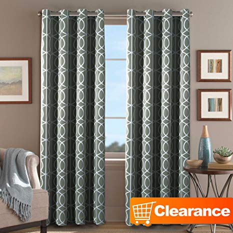 H.VERSAILTEX Printed Blackout Curtains Pair Room Darkening Window Panel Drapes - (Grey Curtains) Set of 2 Panels - 52 inch wide by 96 inch long - Slub Twilight Pattern