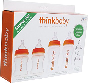 Thinkbaby BPA Free Starter Set, Orange/Natural, 0-12 Months