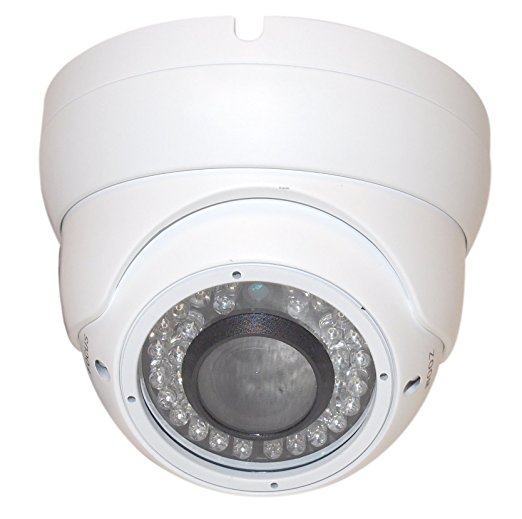 Evertech (CDM368 V.65W) CCTV Security Camera - 650 TVL, 36 IR LED Color, 2.8~12mm Wide Angle ZOOM Vari-focal Lens Indoor & Outdoor Metal White Home Security Surveillance Dome Camera - White