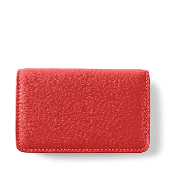 Business Card Case - Full Grain Leather Leather - Scarlet (red)