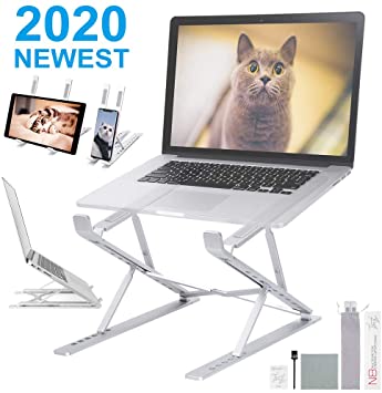 Adjustable Laptop Tablet Stand-Upgrade Foldable Laptop Riser Stand with 15 Adjustable Levels,Portable Stand with Cleaning Tools