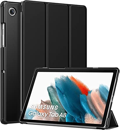 MoKo Case Fits Samsung Galaxy Tab A8 10.5 Inch 2022 (SM-X200/SM-X205/SM-X207), Lightweight Slim Shell Shockproof Back Stand Cover with Auto Wake/Sleep, Black