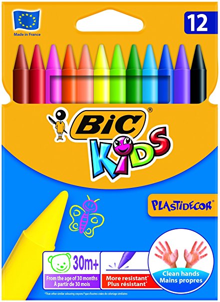 BIC Kids Plastidecor Colouring Crayons, Pack of 12
