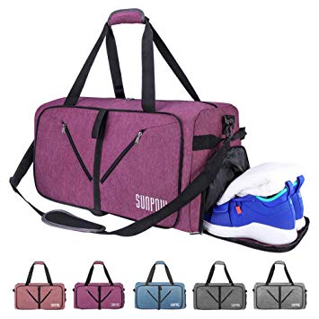 65L Travel Duffel Bag, Gym Bag With Shoes Compartment Tear Resistant Foldable Duffle Bag For Men Women By SUNPOW