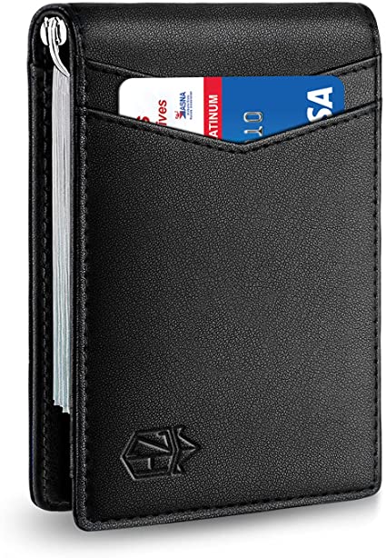 Zitahli Mens Slim Wallet with Money Clip Minimalist RFID Front Pocket Wallets for Men