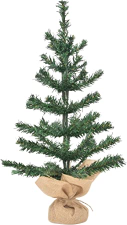 Holiday Essence Tabletop Mini Christmas Tree, 21 Inch Rustic Green Miniature Artificial Tree Unlit for Table Top, Window Sill, Counter Top, Desk, Easy to Decorate