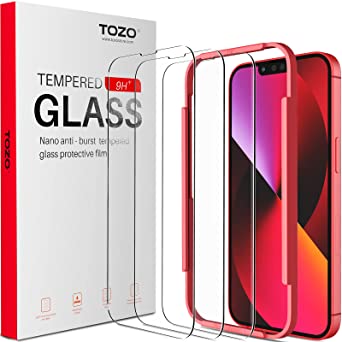 TOZO Compatible for iPhone 13 Mini Screen Protector 5.4 inch 3 Pack Premium Tempered Glass 0.26mm 9H Hardness 2.5D Film Easy Install 5.4 inch