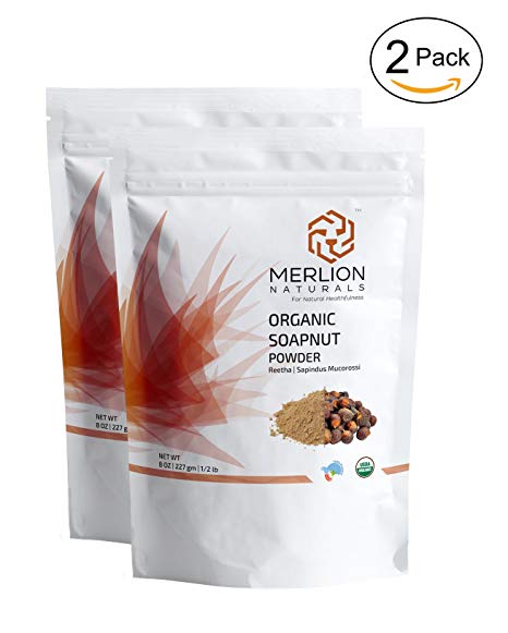 MERLION NATURALS Organic Soapnut Powder (227 g) - Pack of 2